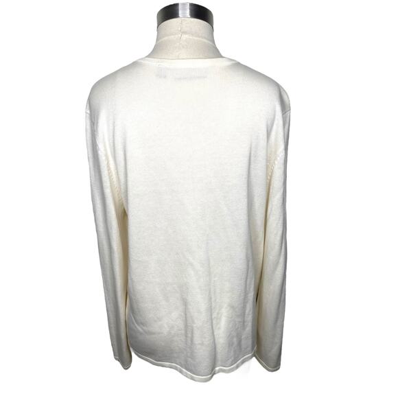 Croft & Barrow Christmas Tree Cardigan Women's Size Large Ivory Cream - Picture 2 of 10